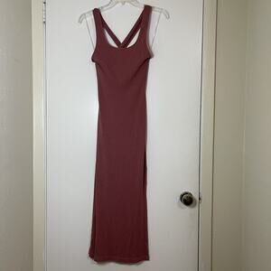 NEW! SUNDRY mauve pink bodycon ribbed tank sundress midi medium